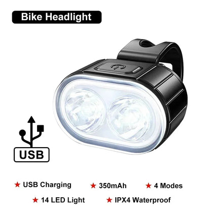 Set Luci Da Bicicletta Ricaricabili Frontale E Posteriore Impermeabili USB MTB Con Alta Luminosità