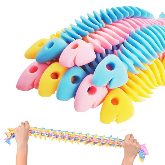 5/10/20/40 Pezzi Giocattoli Antistress Squishy, Giocattoli Sensoriali a Forma di Lisca di Pesce, Giocattoli Elastici Multicolore per Alleviare lo Stress, Giocattoli Antistress Intrecciati