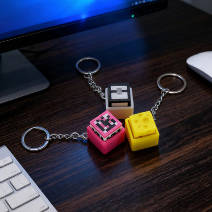 Clicker Antistress Stampato 3D Tema Minecraft Per Tastiere Meccaniche Con Feedback Tattile Portachiavi