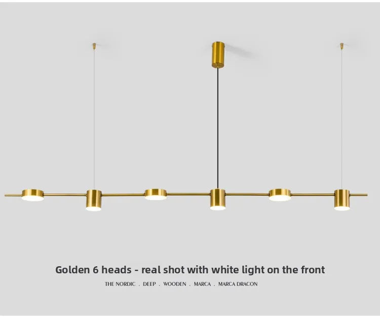 Lampada A Sospensione Postmoderna Tre Teste Per Ristorante In Ferro Nero E Oro Illuminazione Minimal Nordica Di Lusso
