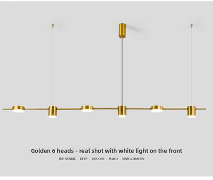 Lampada A Sospensione Postmoderna Tre Teste Per Ristorante In Ferro Nero E Oro Illuminazione Minimal Nordica Di Lusso