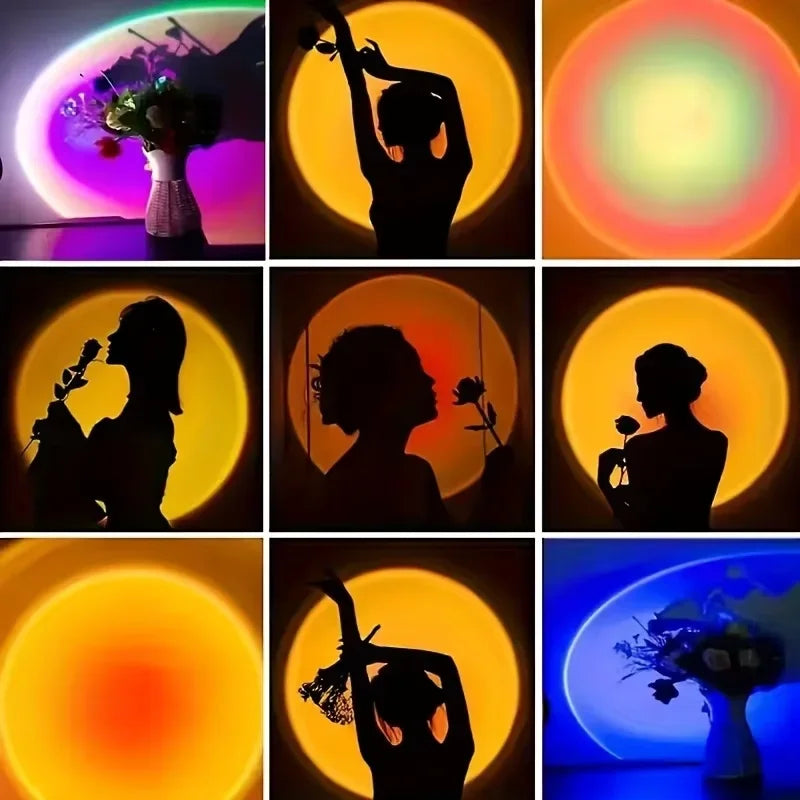 Proiettore Notturno Tramonto Con Telecomando Luce LED RGB Cangiante A 16 Colori Per Camera Da Letto
