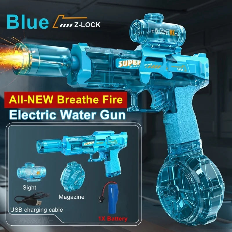 Pistola Ad Acqua Elettrica Con Effetto Fiamma E Luce Led Per Spiaggia E Piscina Estiva