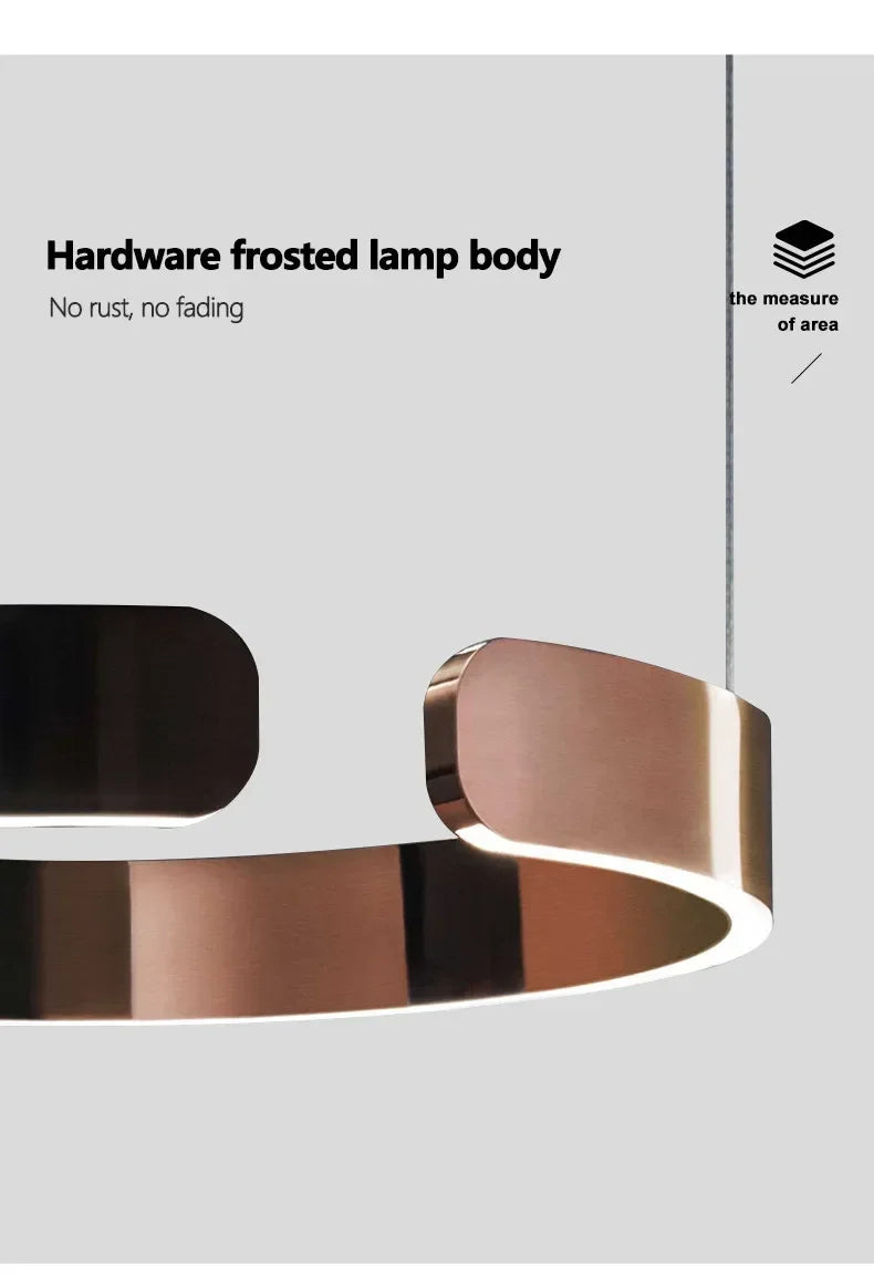 Lampada LED Circolare Sospesa Moderna Oro Rosa Bianco Nero Per Soggiorno E Sala Da Pranzo