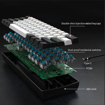 Tastiera meccanica da gioco cablata al 60% Mini layout ultra compatto retroilluminato RGB per giocatori PC/Mac e tipisti Design facile da viaggio