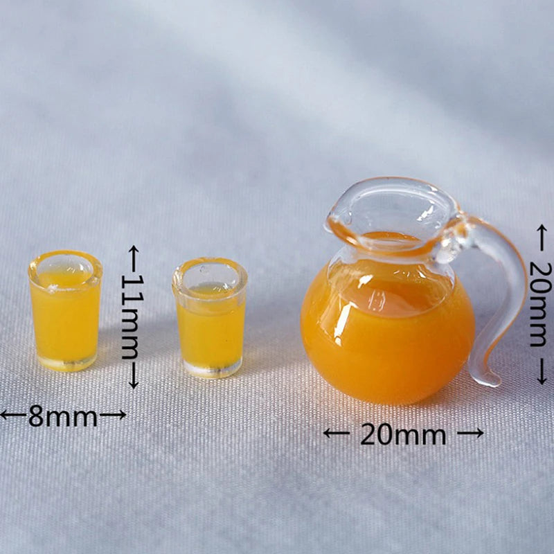 Set Da 3 Mini Caraffe In Vetro Per Succo E Latte Per Casa Delle Bambole Accessori Per Modelli Di Scena