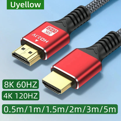 Uyellow 48Gbps Cavo compatibile HDMI 8K 60Hz 50cm 1m 2m 3m 5m Cavo 2.1 compatibile HDMI 4K 120Hz HDR Video con effetti 3D per PC HDTV