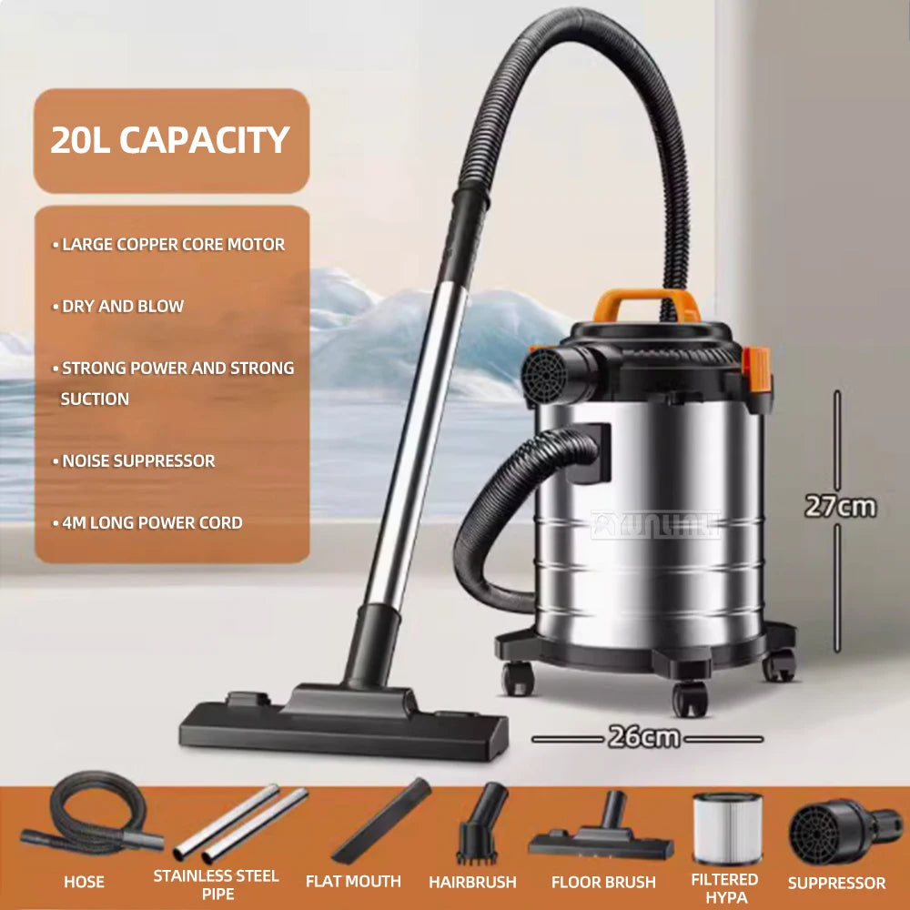 Aspirapolvere industriale 30L Aspiradora commerciale di grande capacità 1800W Spazzatrice aspirapolvere umido e secco ad alta potenza