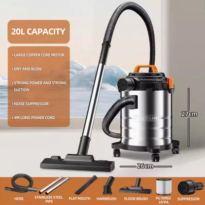 Aspirapolvere industriale 30L Aspiradora commerciale di grande capacità 1800W Spazzatrice aspirapolvere umido e secco ad alta potenza