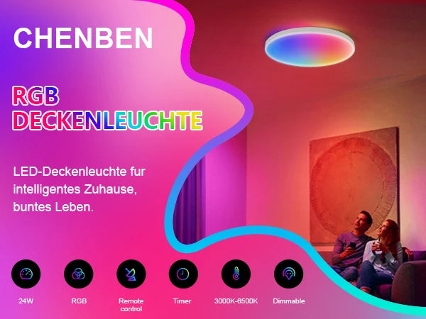 Plafoniera Led Dimmerabile con Controllo Remoto Rgb Bluetooth Tuya per Interni Alexa