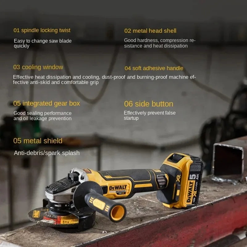DeWalt Smerigliatrice Angolare 125 Mm DCG405 Testa Piatta Brushless 18V Senza Batteria