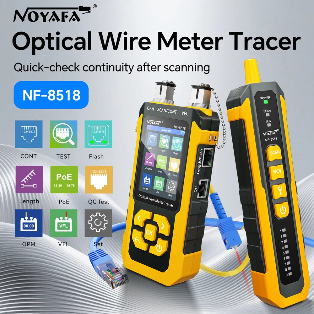 Noyafa NF 8518 Tester di Rete e Localizzatore Cavi Misuratore POE NCV QC e Guasti