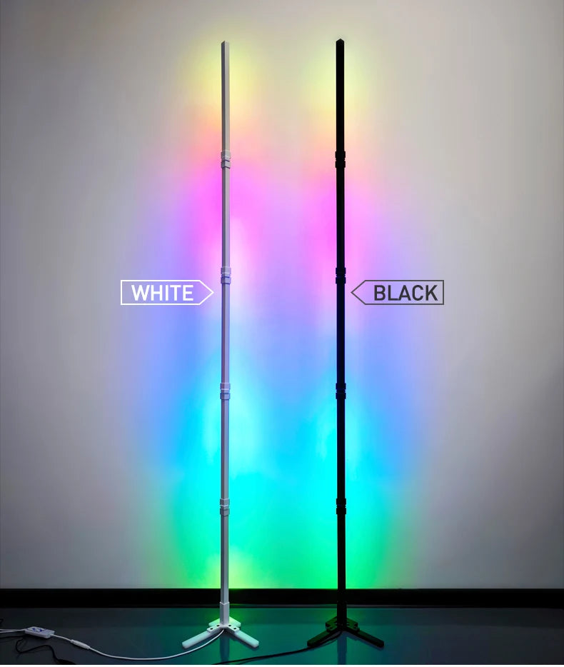 Lampada Da Terra Tuya Rgb 180 cm Bianca, Smart Con App E Telecomando, Illuminazione Led Moderna E Atmosferica