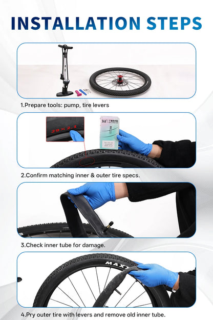 Camera D'Aria 361 Degrees Con Valvola Schrader Pneumatici MTB e Bici Da Ciclismo Misure Da 12 A 29 Pollici