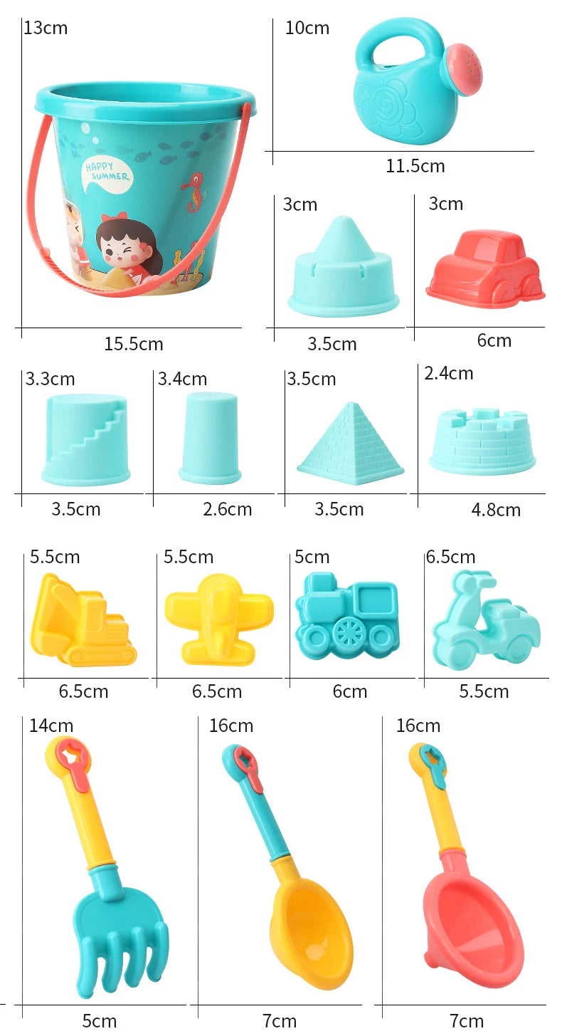 Set Giochi Spiaggia Per Bambini Con Secchiello E Paletta Per Sabbia E Attrezzi Da Acqua Estivi