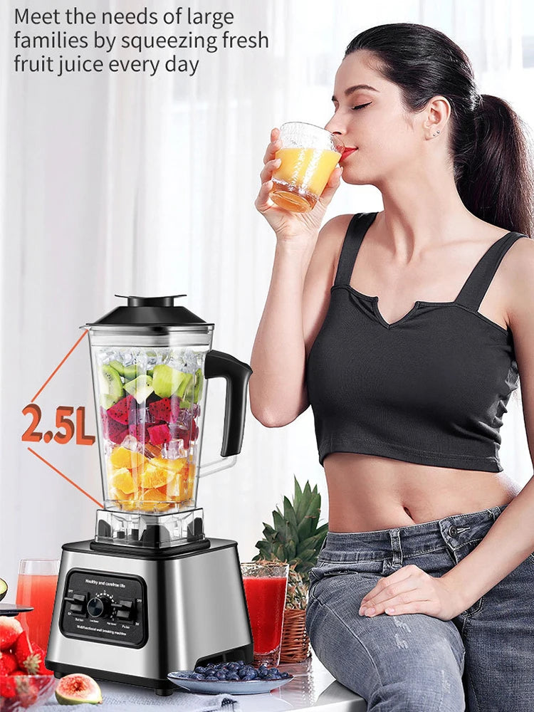 Frullatore Commerciale 6000 W Stazionario In Acciaio Inox Senza BPA 2,5 L Per Frullati Ghiaccio