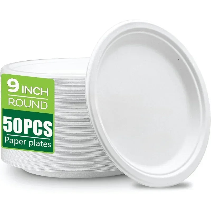 Set Da 50 Piatti Circolari Usa E Getta In Carta Naturale Per Barbecue Pasta Insalata Dessert