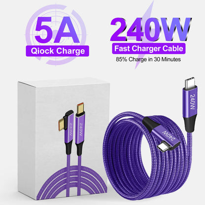 Cavo Usb C A Usb C Ricarica Veloce 240W 6A Compatibile Con iPhone 15 Pro Max Samsung S24 S23 S22 Xiaomi MacBook