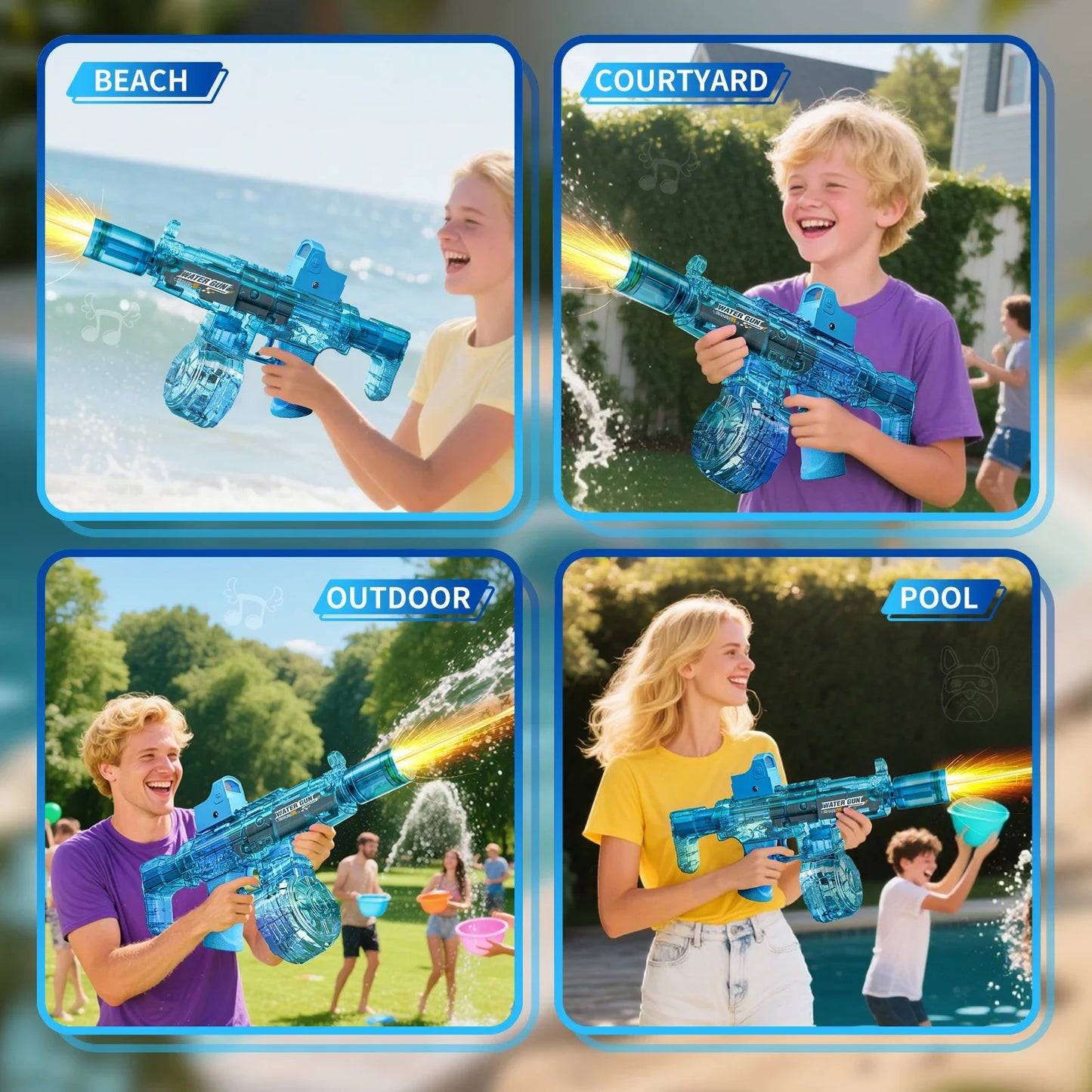 Pistola Ad Acqua Elettrica Con Sensore Automatico E Luci Giocattolo Estivo Per Bambini Sulla Spiaggia