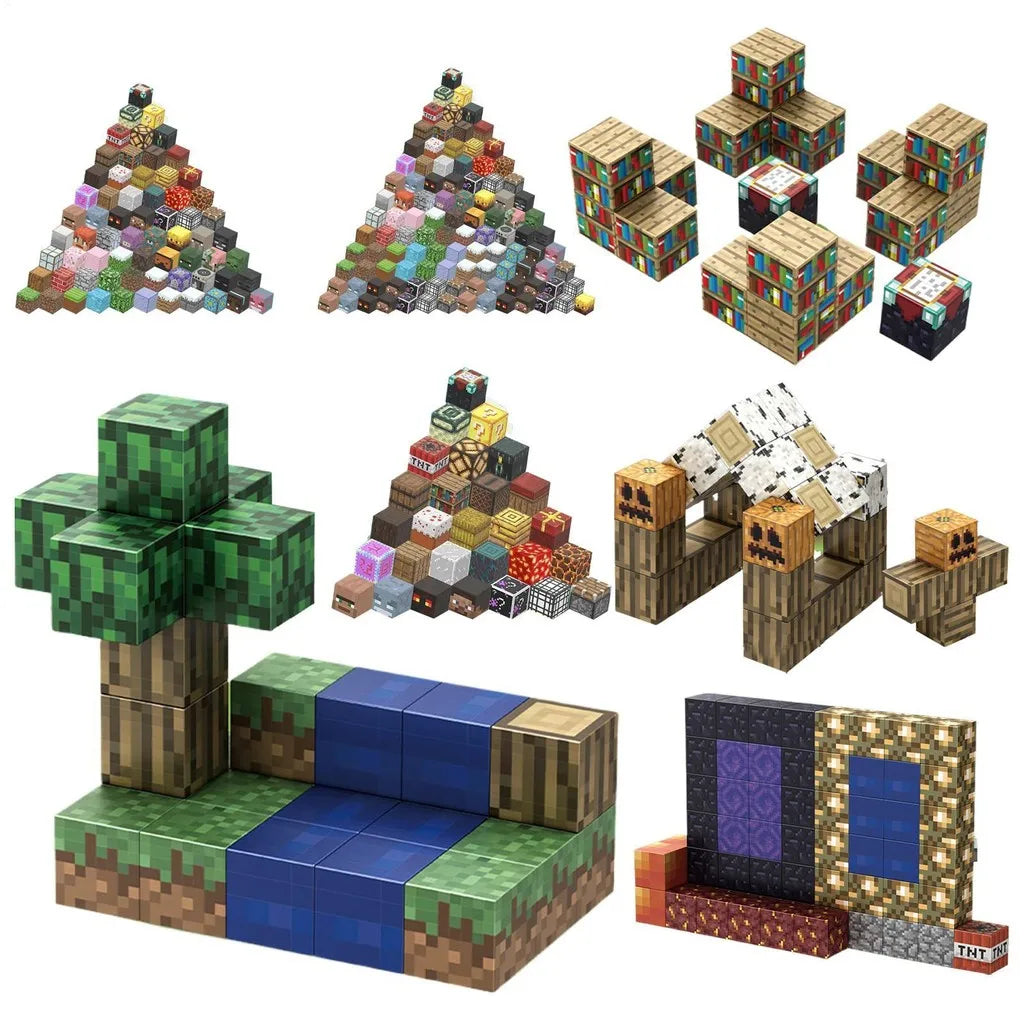 Vendita calda disponibile 300+ stili Minecrafte blocchi magnetici mattoni da costruzione MC bambini fai da te 2x2CM blocchi magnetici a 6 facce minifigure