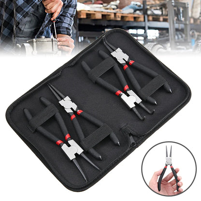 Set 4 Pinze Per Anelli Elastici 7 Pollici Pinze A Becchi Lunghi Interni Esterni Rimozione E Fissaggio