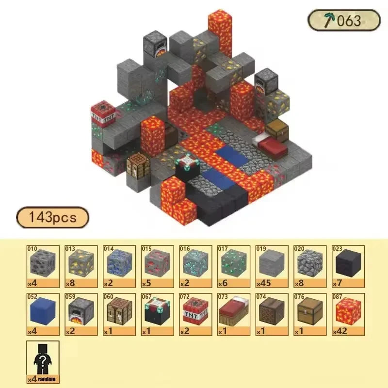 Blocchi magnetici Mine World Cube Magnet World Set per bambini di età 3+ Modello fai da te Stelo per bambini Miglior giocattolo sensoriale Montessori