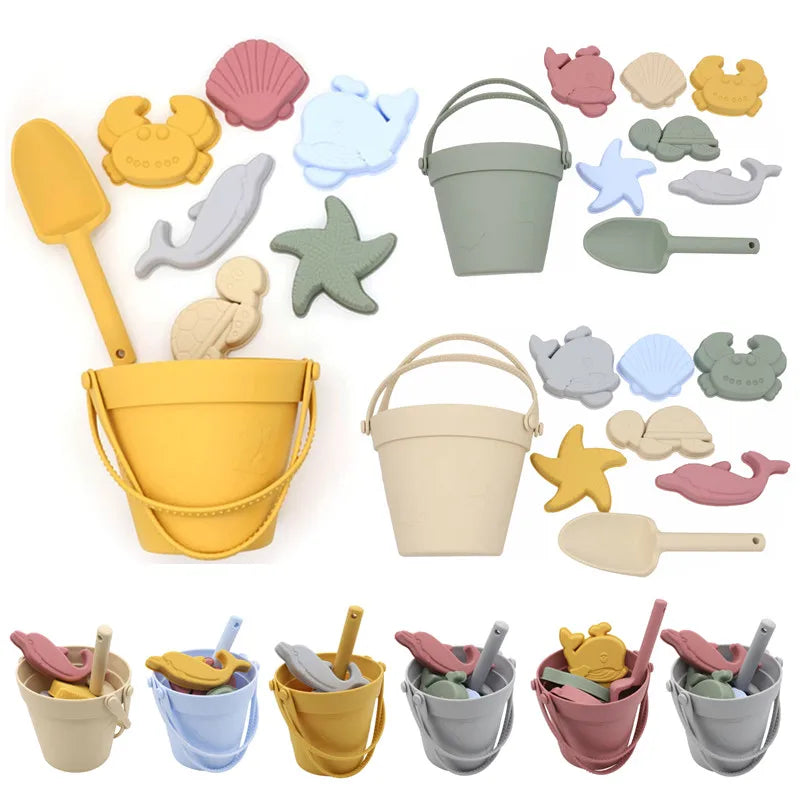 Set Giocattoli Da Spiaggia Per Bambini 8 Pezzi In Silicone Morbido Per Sabbia E Acqua