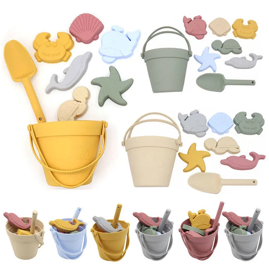 Set Giocattoli Da Spiaggia Per Bambini 8 Pezzi In Silicone Morbido Per Sabbia E Acqua