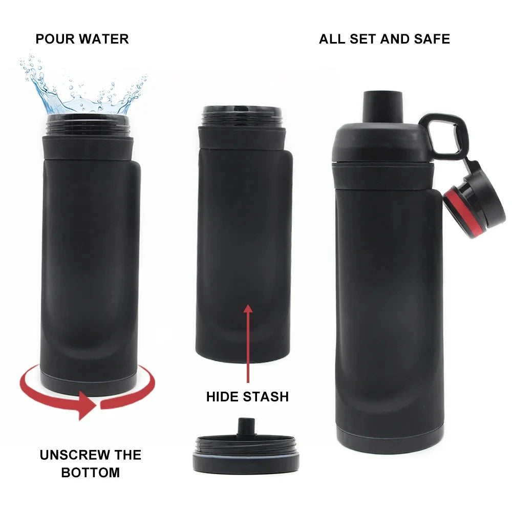 Bottiglia Con Scomparto Segreto Capacità Oltre 501 Ml In Plastica Alimentare Ecologica Resistente Al Congelatore