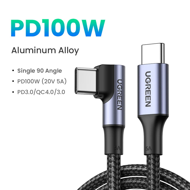 Cavo USB C Angolo Retto 90 Gradi PD 100W Per Ricarica Veloce Compatibile Con Iphone MacBook Samsung Ipad
