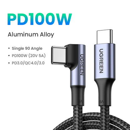 Cavo USB C Angolo Retto 90 Gradi PD 100W Per Ricarica Veloce Compatibile Con Iphone MacBook Samsung Ipad