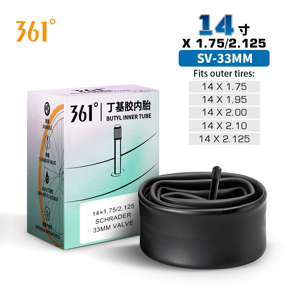 Camera D'Aria 361 Degrees Con Valvola Schrader Pneumatici MTB e Bici Da Ciclismo Misure Da 12 A 29 Pollici