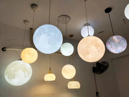 Lampada A Sospensione Forma Di Luna Con Stampa 3D Per Ristorante E Bar Atmosfera Creativa Luce Notturna 110V 220V