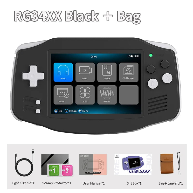 ANBERNIC RG 34XX Console di gioco portatile Schermo IPS 720*480 da 3,4 pollici Linux 64 bit 3500 mAH Bluetooth RG34XX Lettori di videogiochi retrò