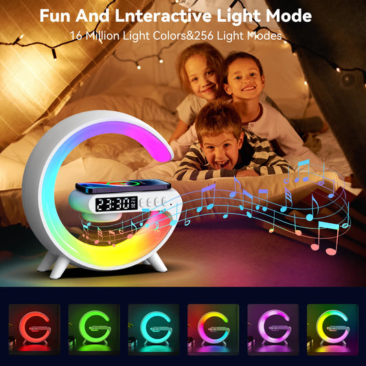 Lampada Da Tavolo Wake Up Smart Rgb Con Altoparlante Wireless 15W Ricaricabile Per Camera Da Letto