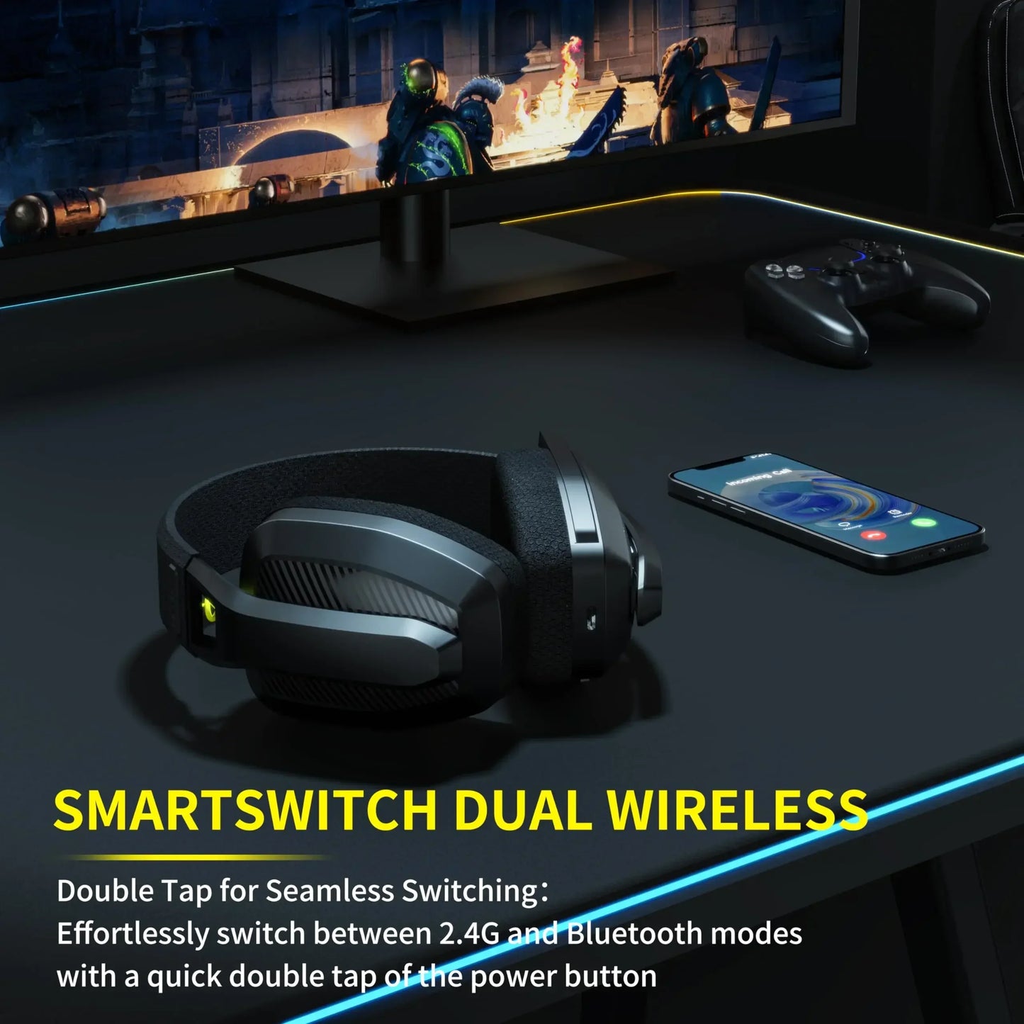 Cuffie Da Gioco Wireless 2,4 GHz Con Microfono ANC Per PS5 PS4 PC Mac Suono Chiaro E Connessione Stabile