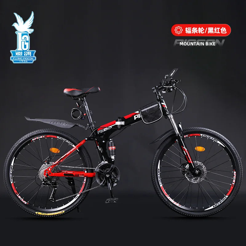 Bicicletta Pieghevole Da Montagna Per Adulti Con Freni A Disco Fuoristrada Unisex Velocità Variabile