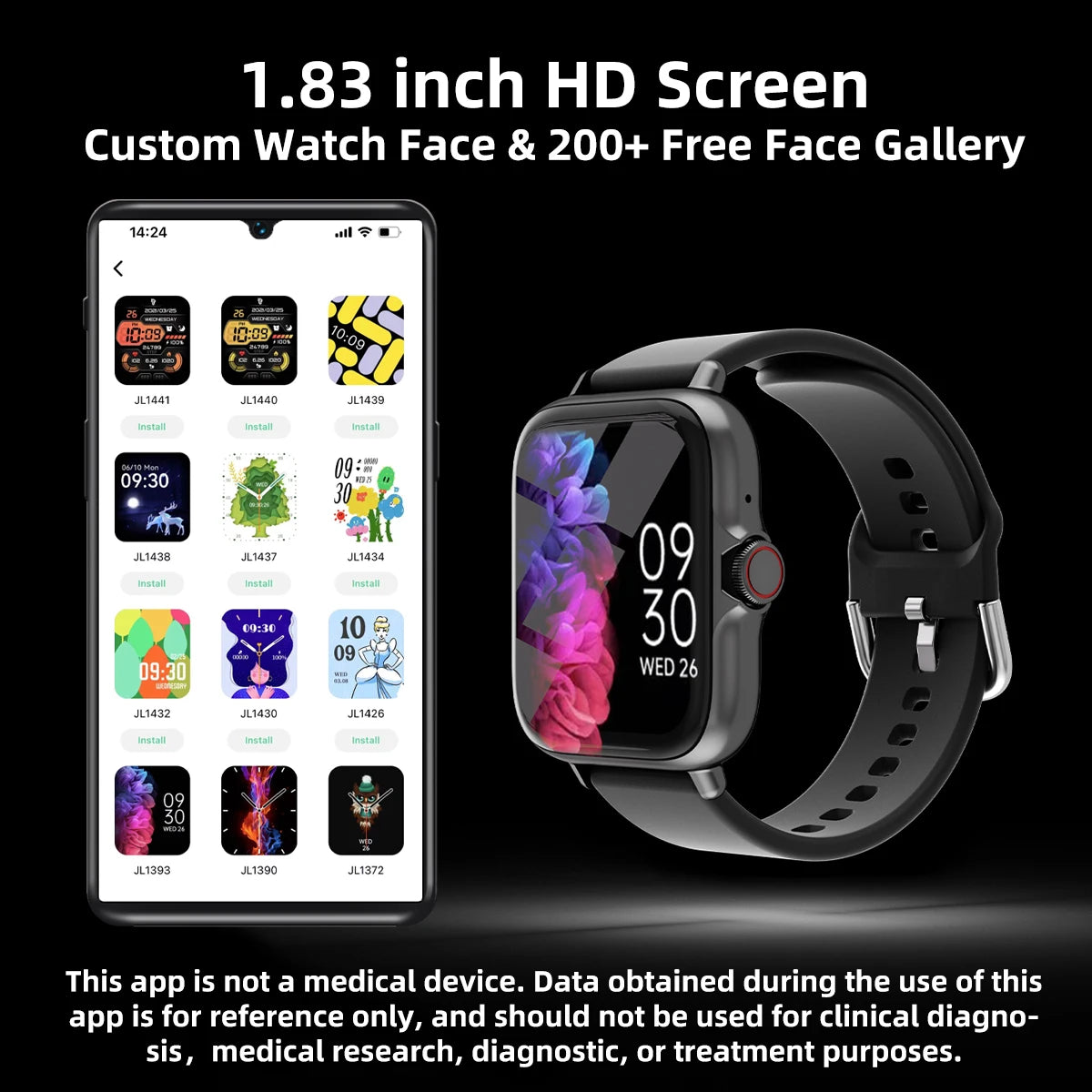 Orologio Smartwatch Impermeabile 1,83 Pollici con Risposta Chiamata Monitoraggio Sonno e Contapassi IPhone e Android