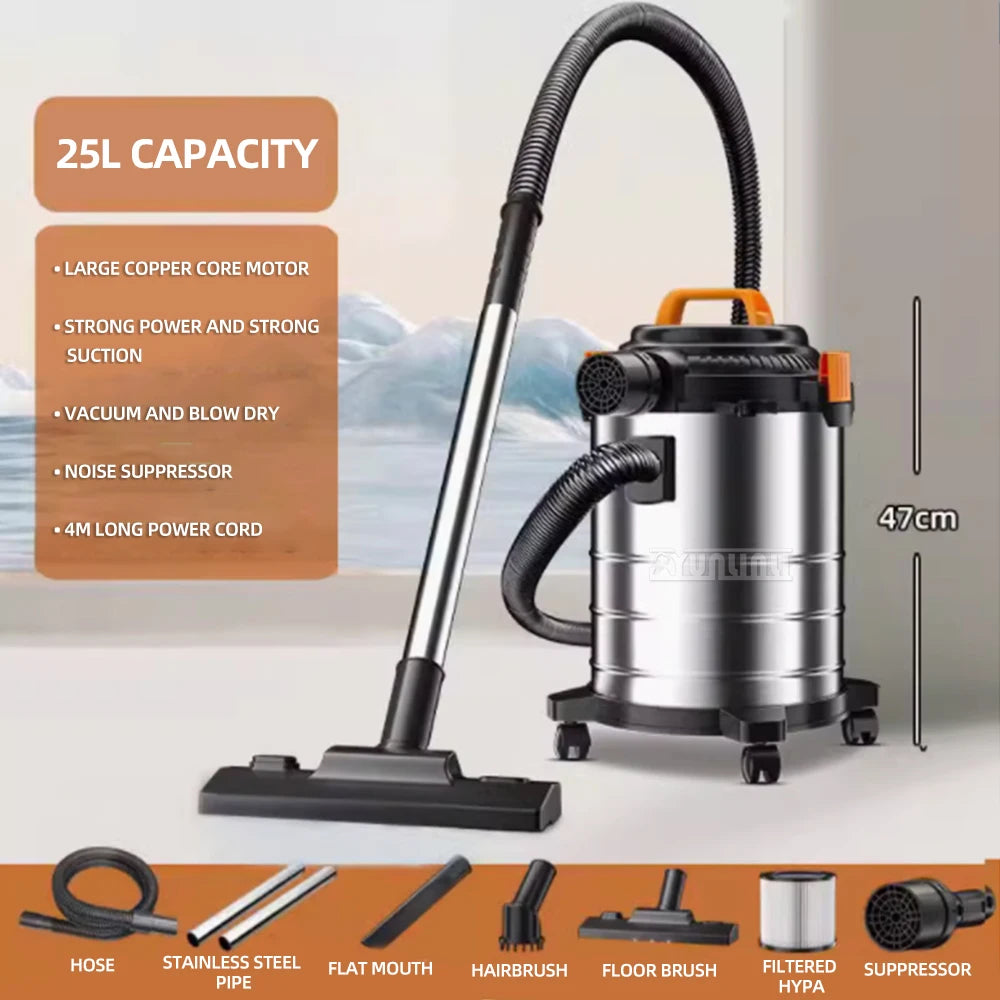 Aspirapolvere industriale 30L Aspiradora commerciale di grande capacità 1800W Spazzatrice aspirapolvere umido e secco ad alta potenza