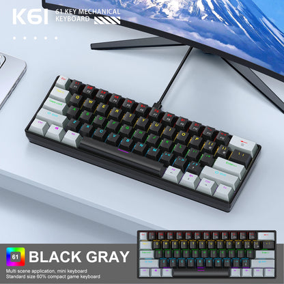 Tastiera Meccanica Portatile A 61 Tasti Cablata Con RGB Phantom Risposta Gaming Design Ergonomico Per Ufficio E Giochi