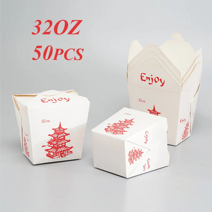 Secchi per alimenti da asporto da 32 OZ Scatola per alimenti per noodle Contenitori di carta premium perfetti per una varietà di feste di ristorazione di cibo caldo e freddo