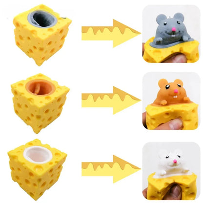 Gioco Antistress Divertente Forma Mouse e Formaggio Spremere Per Rilassarsi Adulti e Bambini