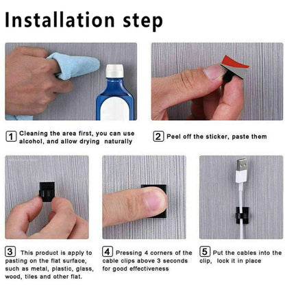 Clip Gestione Cavi Kit 10 50 Pezzi Per Fissaggio E Organizzazione Per Uffici E Casa