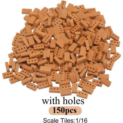50-150 pezzi 1:16 modello di mini mattoni reali, accessori paesaggistici per figurine in miniatura, giocattolo di mattoni finti fai da te per la costruzione di giardini fatati