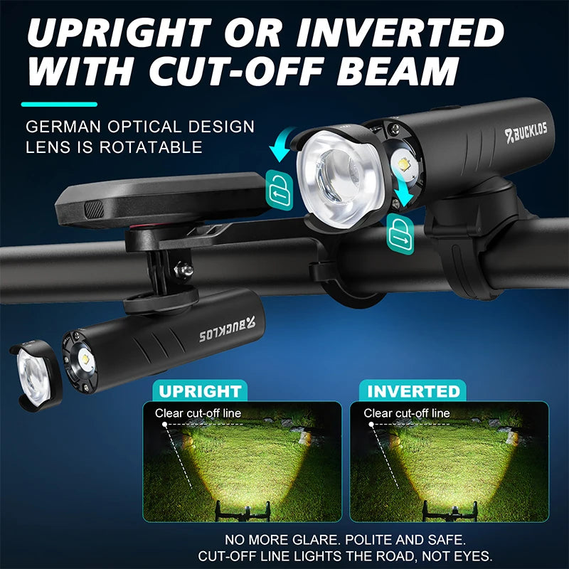 Faro Per Bici Ricaricabile In Alluminio 4500mAh Ip66 Impermeabile 1200 1500 Lumen