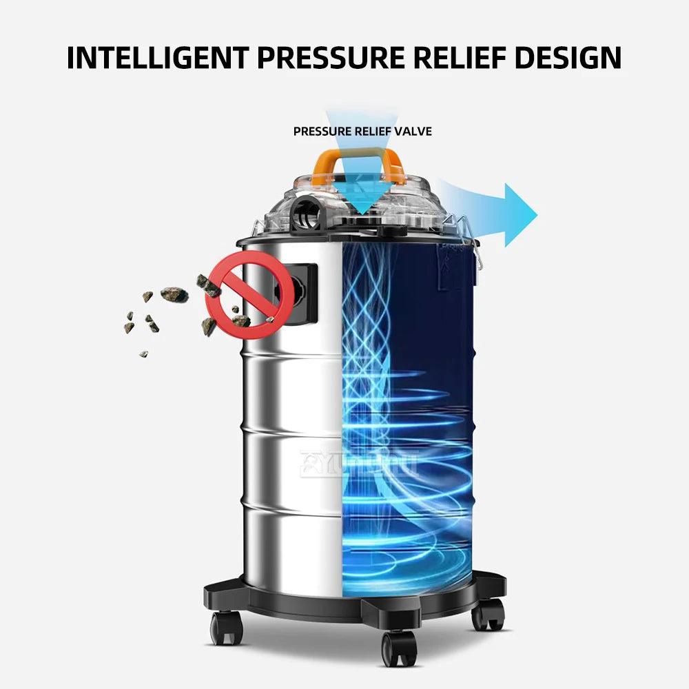 Aspirapolvere industriale 30L Aspiradora commerciale di grande capacità 1800W Spazzatrice aspirapolvere umido e secco ad alta potenza
