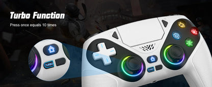Controller per PS5 Pro/Slim/PC con RGB, Joystick Wireless per Giochi con Funzioni Marco/Turbo, Senza Drift, Effetto Hall, Tasti Posteriori Programmabili
