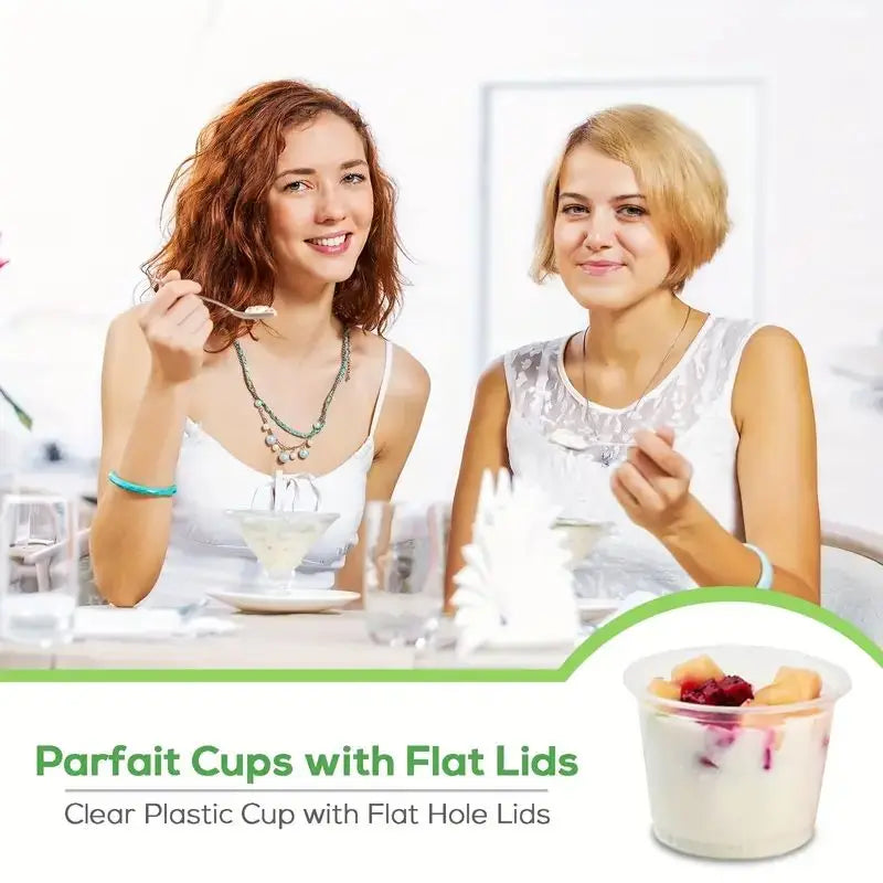 Set Da 50 Bicchieri Di Plastica Con Coperchi Da 5,5 Oz Per Bevande Gelato Zuppe Snack E Dessert