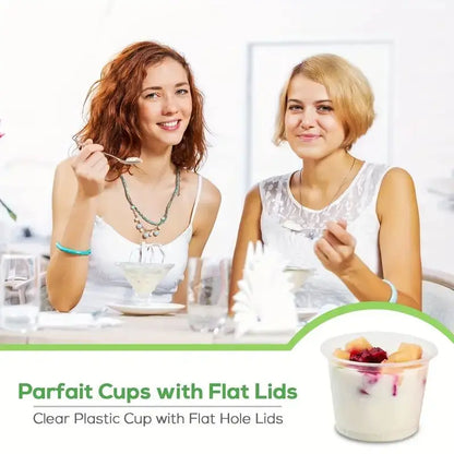 Set Da 50 Bicchieri Di Plastica Con Coperchi Da 5,5 Oz Per Bevande Gelato Zuppe Snack E Dessert