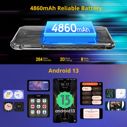 Ulefone Armor X12 Pro,Android 13, fino a 8GB + 64GB ,4860mAh,13MP 5.45 "4G NFC, versione globale, doppio 4G VoLTE,3 Slot per schede